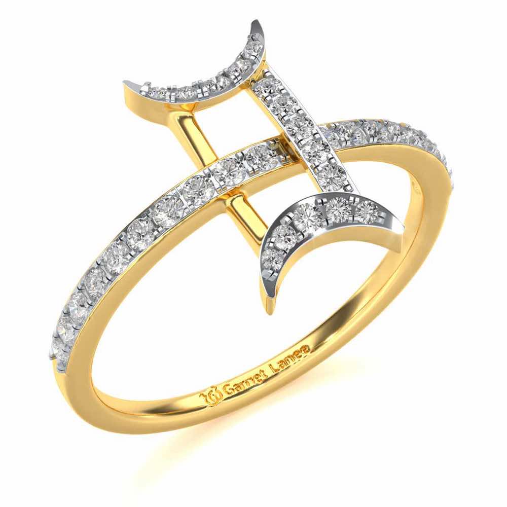 Divine Gemini Silver Ring - Yellow Gold - Image 1