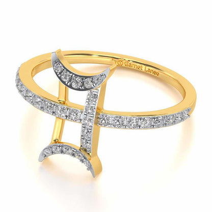 Divine Gemini Silver Ring - Yellow Gold - Image 2