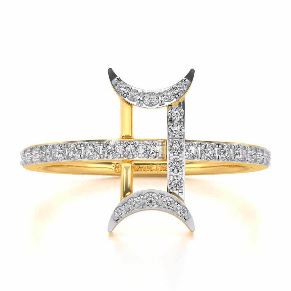 Divine Gemini Silver Ring - Yellow Gold - Image 4