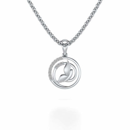 Divine Leaf Silver Pendant - White Gold - Image 1