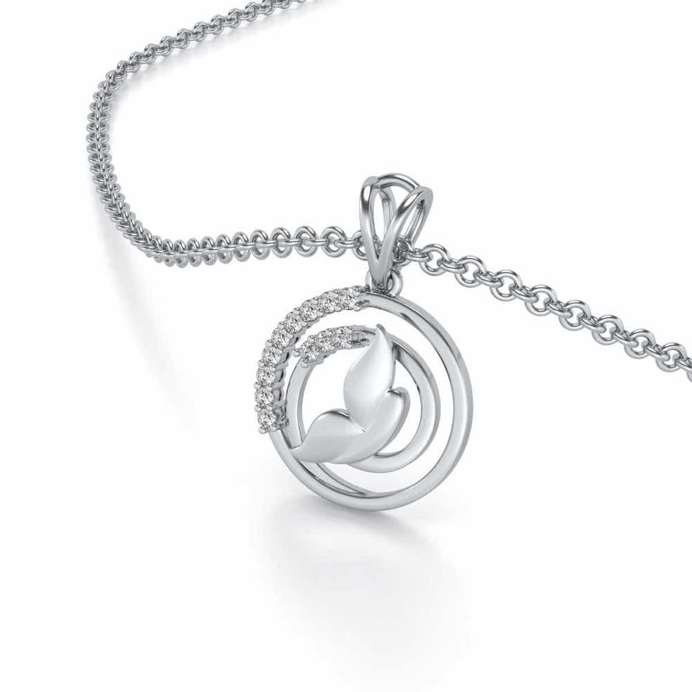 Divine Leaf Silver Pendant - White Gold - Image 2