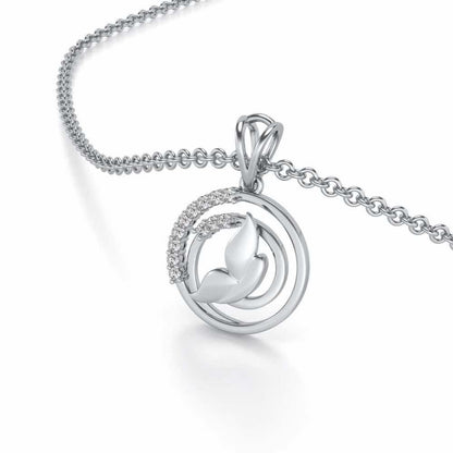 Divine Leaf Silver Pendant - White Gold - Image 2