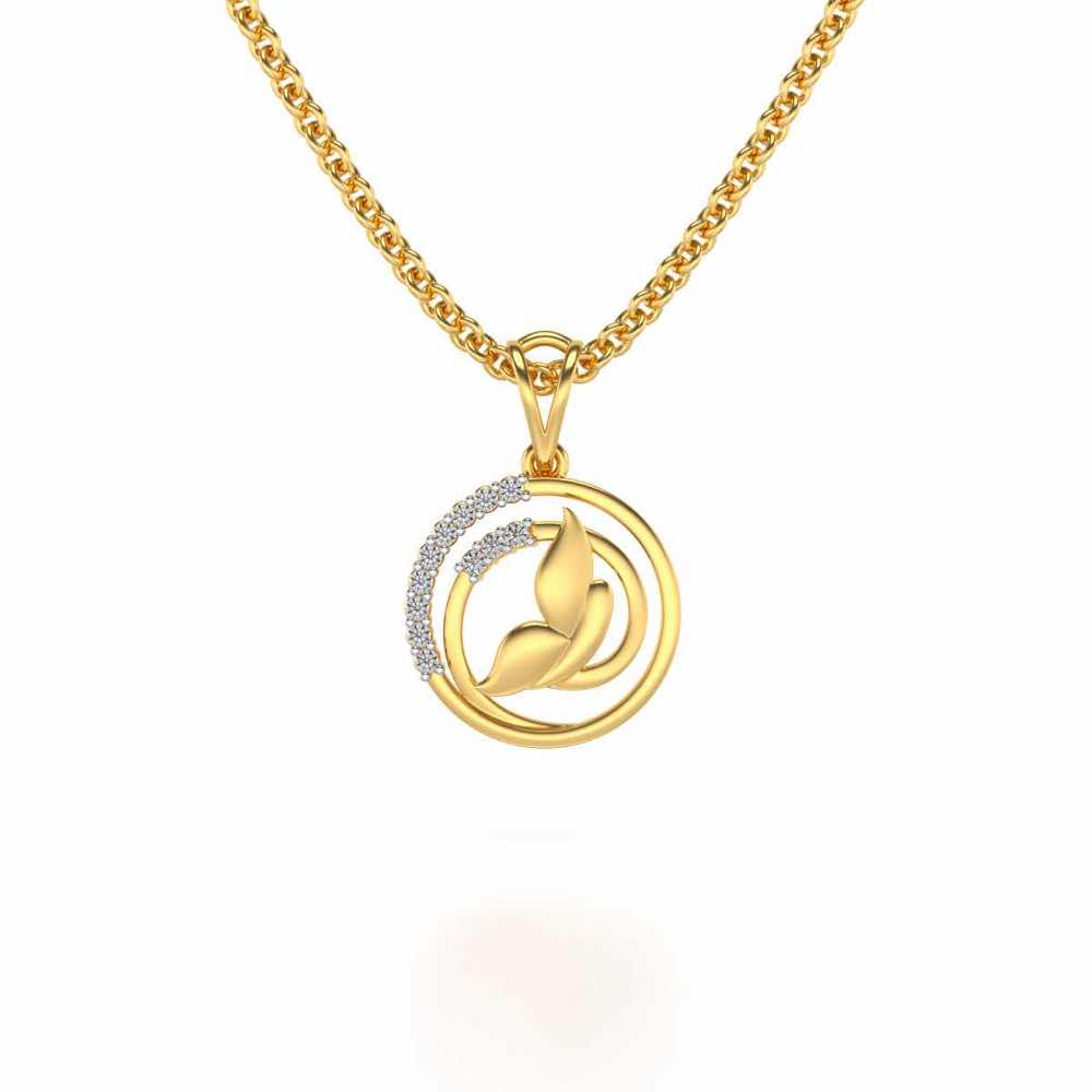 Divine Leaf Silver Pendant - Yellow Gold - Image 1