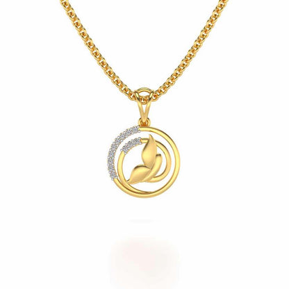 Divine Leaf Silver Pendant - Yellow Gold - Image 1
