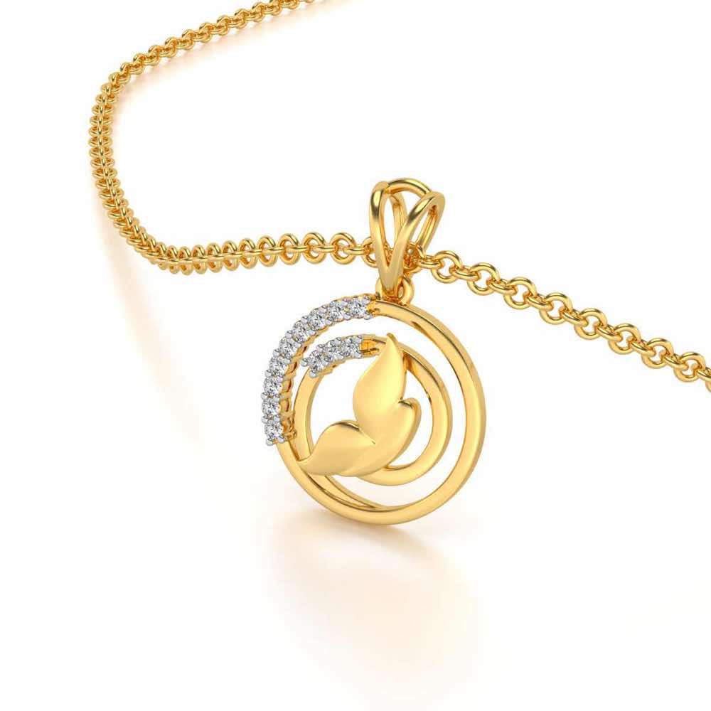 Divine Leaf Silver Pendant - Yellow Gold - Image 2