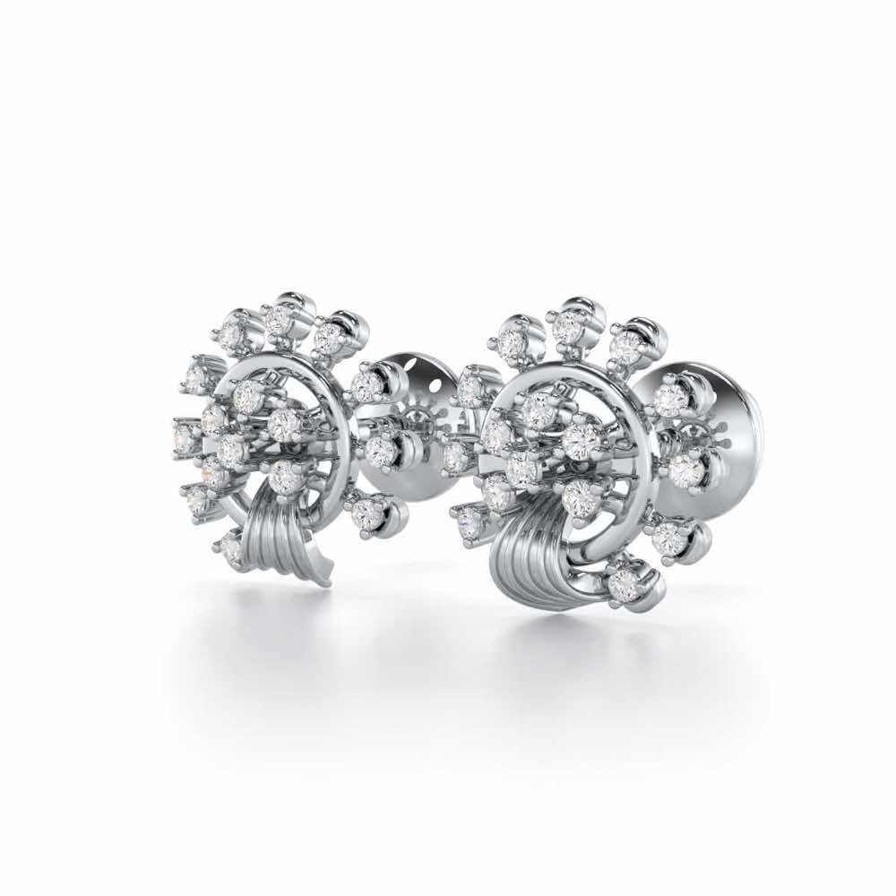 Divine Shine Silver Earrings - White Gold - Image 3