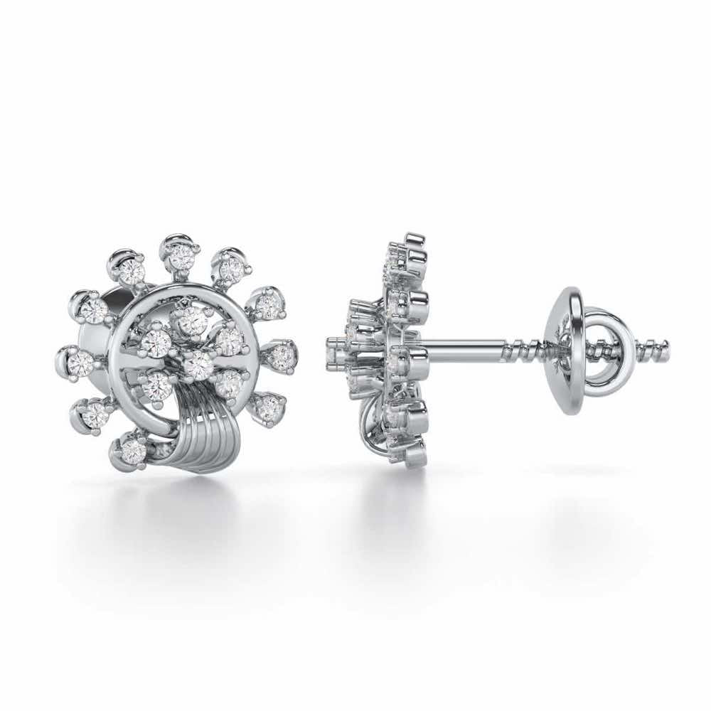 Divine Shine Silver Earrings - White Gold - Image 4