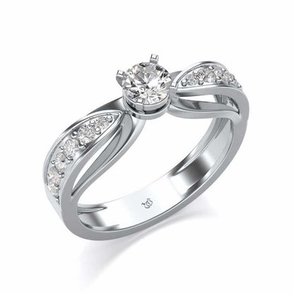 Divine Solitaire Silver Ring - White Gold - Image 1