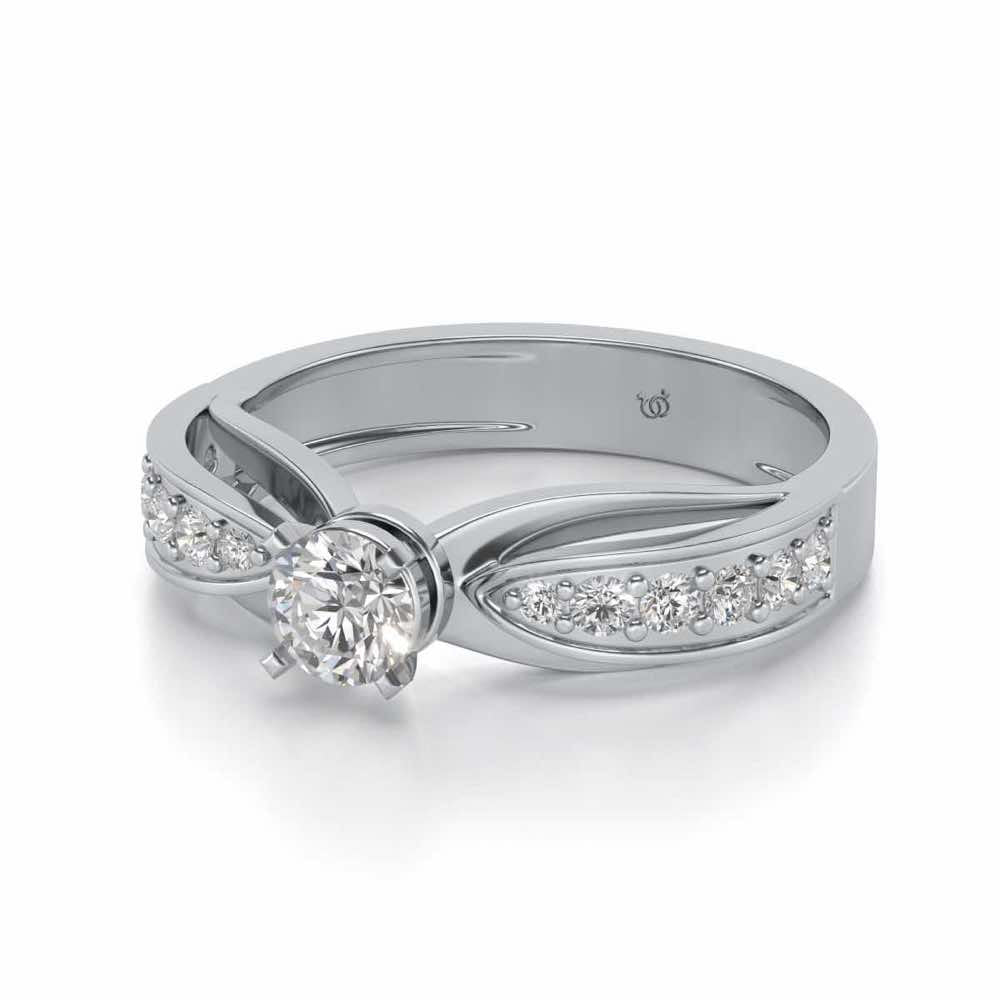 Divine Solitaire Silver Ring - White Gold - Image 2