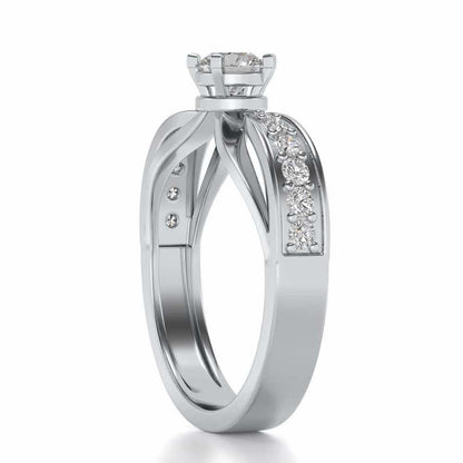 Divine Solitaire Silver Ring - White Gold - Image 3