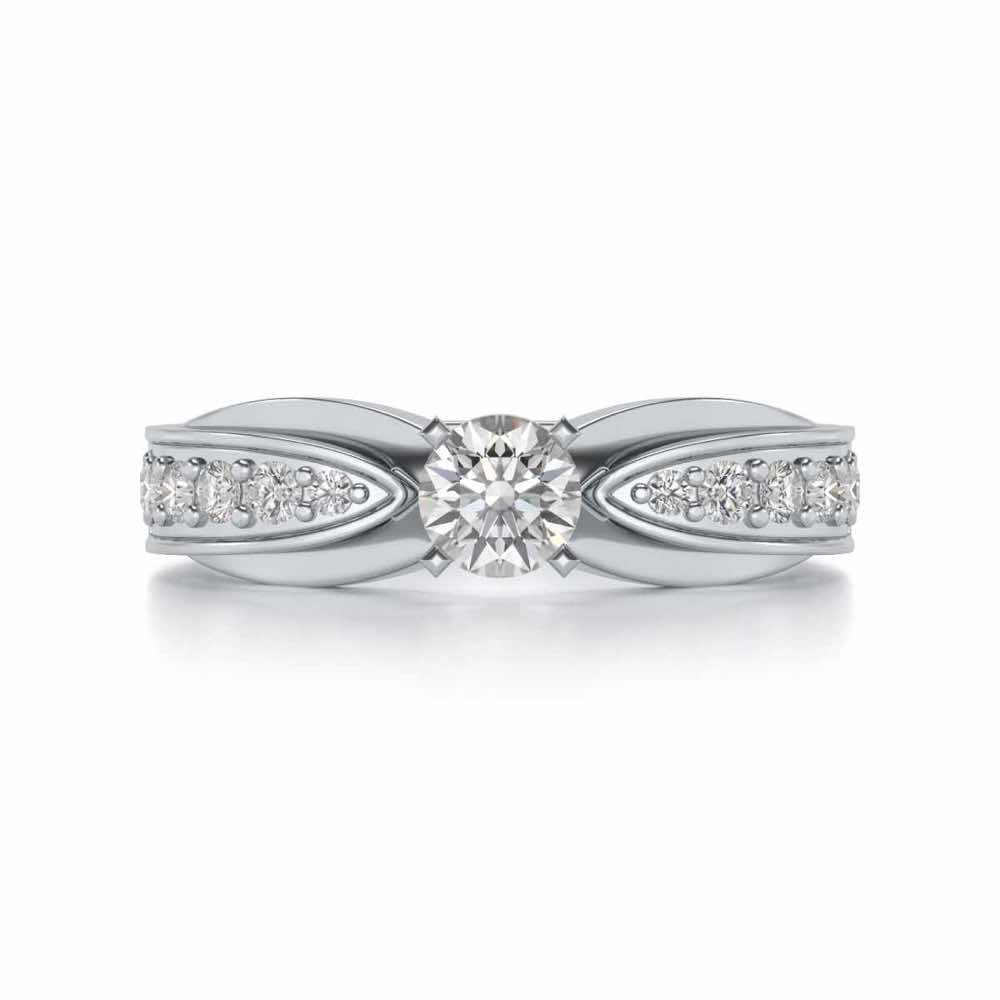 Divine Solitaire Silver Ring - White Gold - Image 4