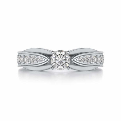 Divine Solitaire Silver Ring - White Gold - Image 4