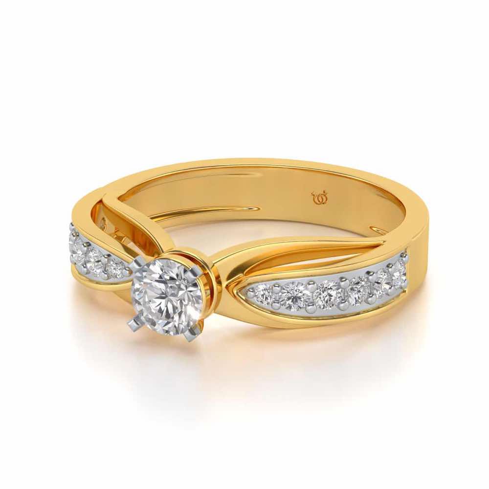 Divine Solitaire Silver Ring - Yellow Gold - Image 2