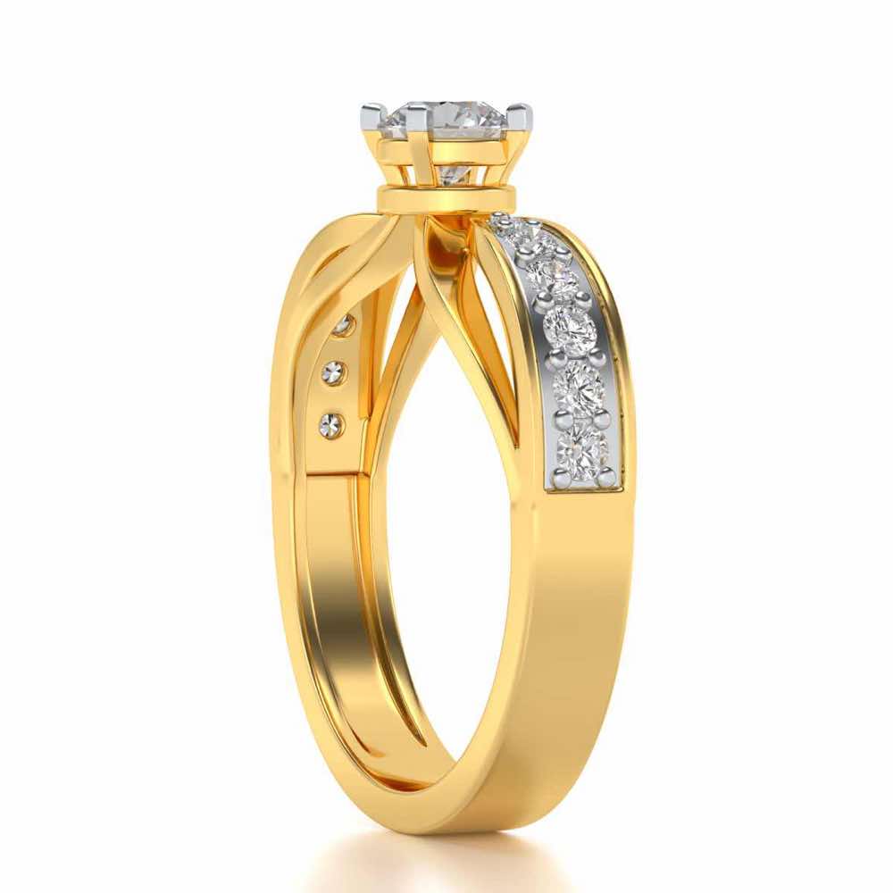 Divine Solitaire Silver Ring - Yellow Gold - Image 3