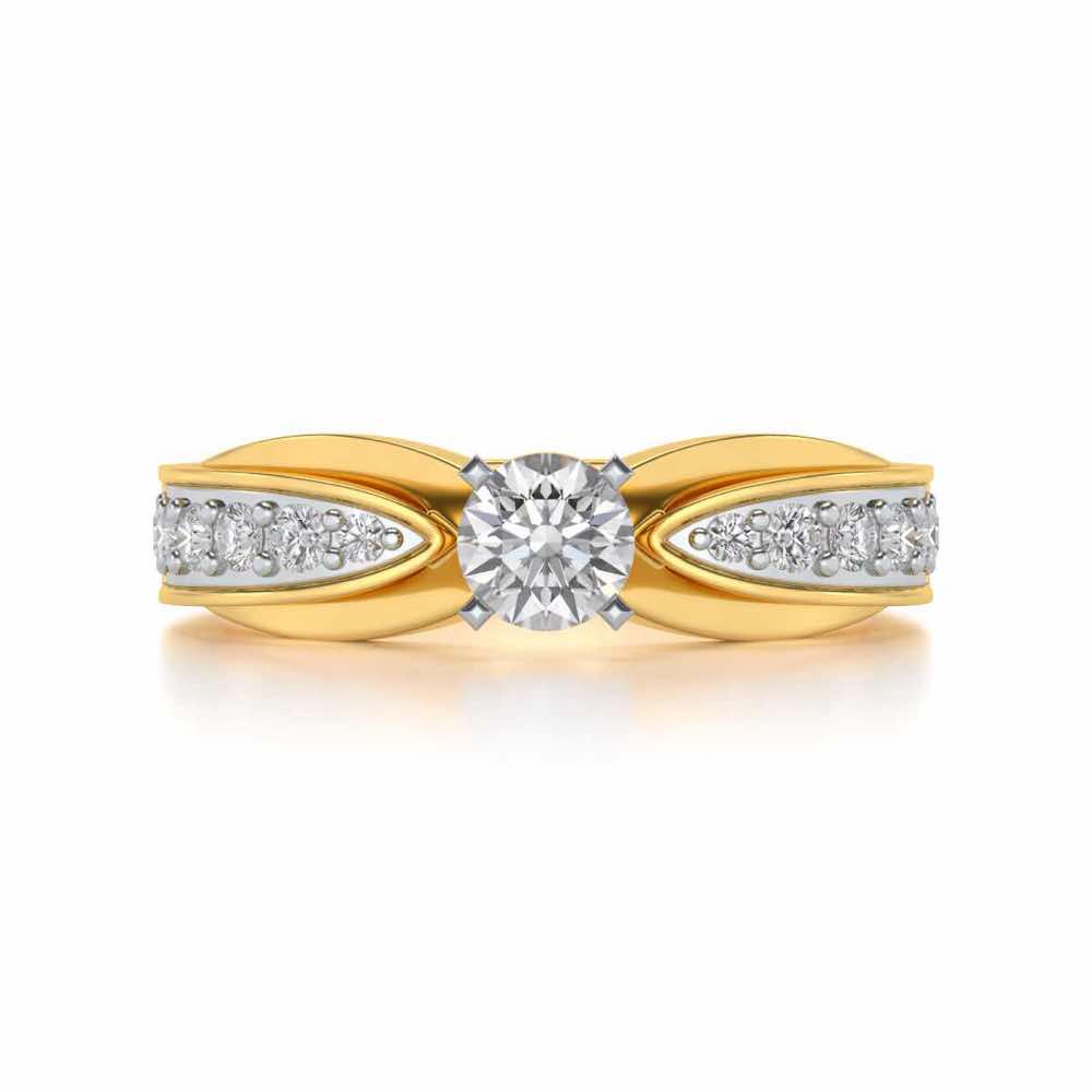 Divine Solitaire Silver Ring - Yellow Gold - Image 4
