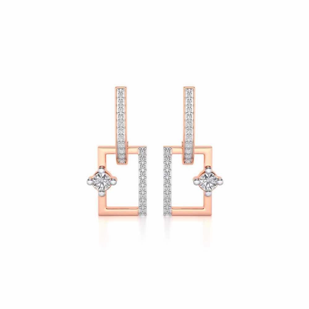 Divine Square Hanging Earrings - Rose Gold - Image 1