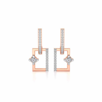 Divine Square Hanging Earrings - Rose Gold - Image 1
