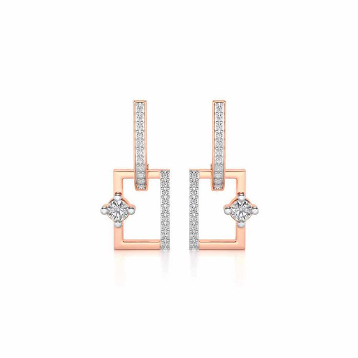 Divine Square Hanging Earrings - Rose Gold - Image 1