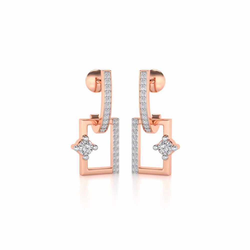 Divine Square Hanging Earrings - Rose Gold - Image 2
