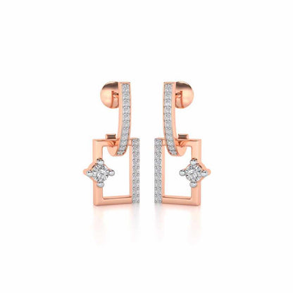 Divine Square Hanging Earrings - Rose Gold - Image 2
