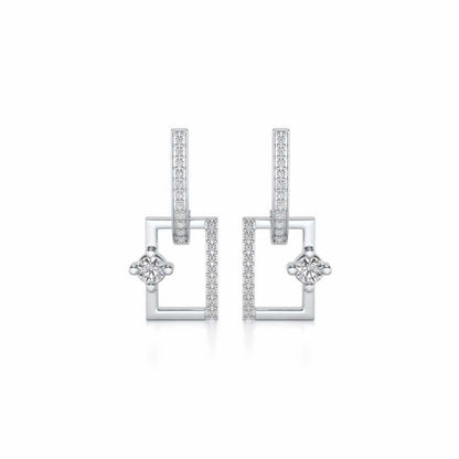 Divine Square Hanging Earrings - White Gold - Image 1