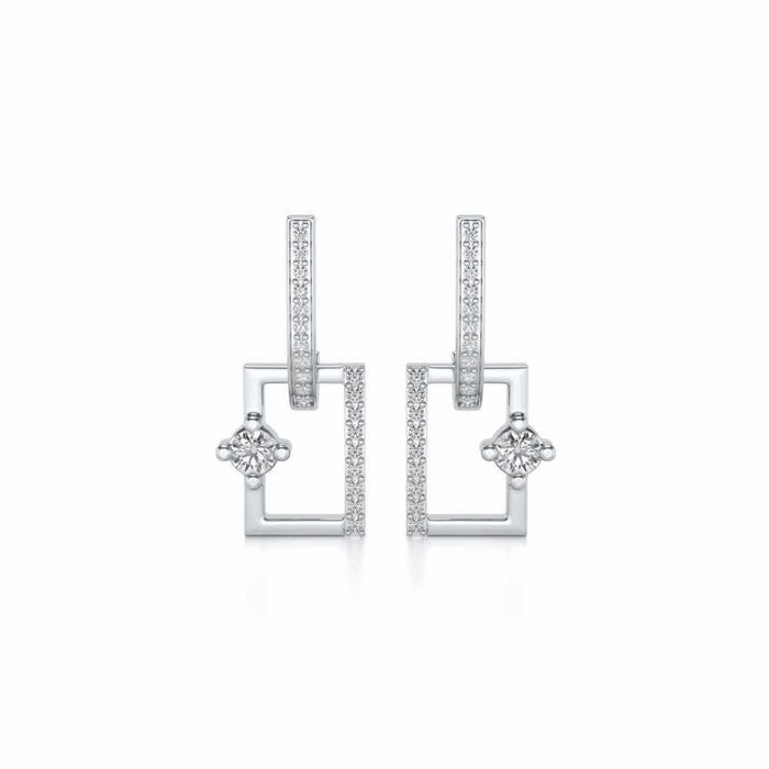Divine Square Hanging Earrings - White Gold - Image 1