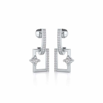 Divine Square Hanging Earrings - White Gold - Image 2