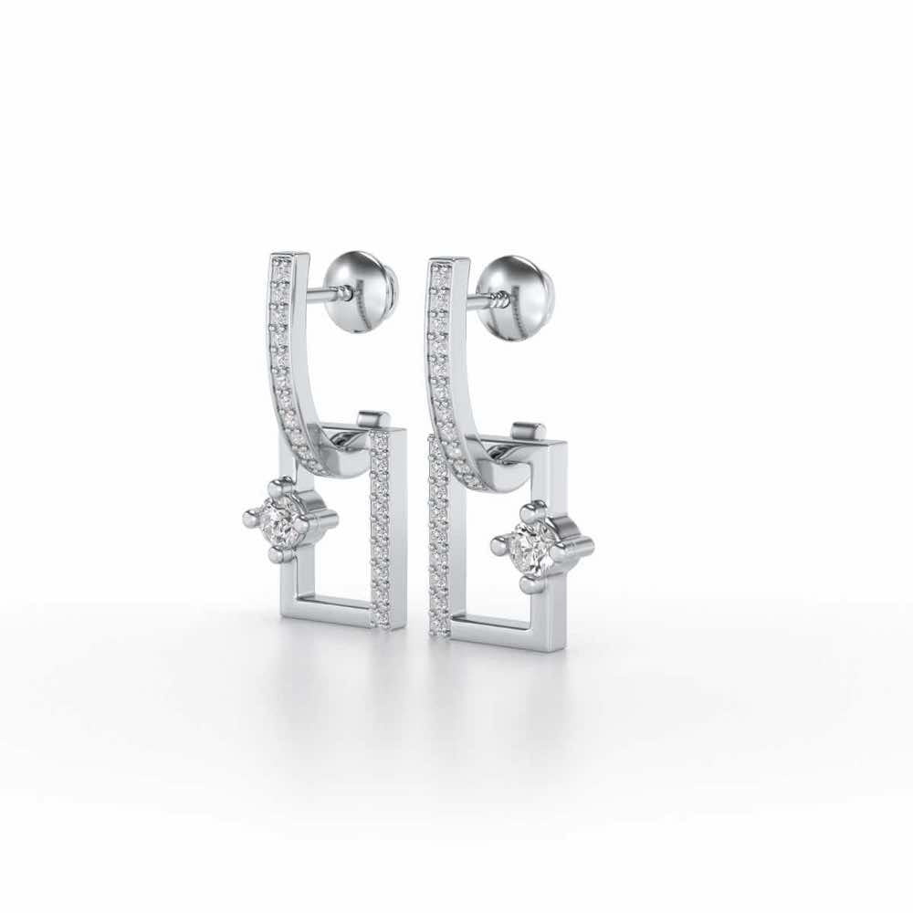 Divine Square Hanging Earrings - White Gold - Image 3