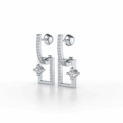 Divine Square Hanging Earrings - White Gold - Image 3
