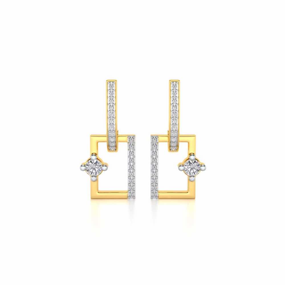 Divine Square Hanging Earrings - Yellow Gold - Image 1