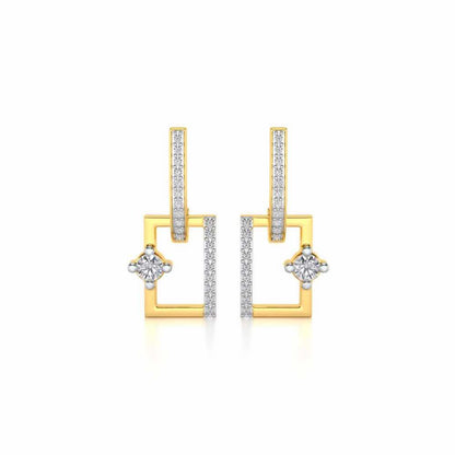 Divine Square Hanging Earrings - Yellow Gold - Image 1