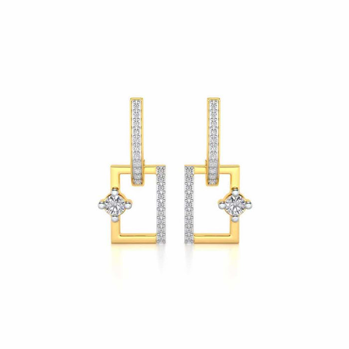 Divine Square Hanging Earrings - Yellow Gold - Image 1