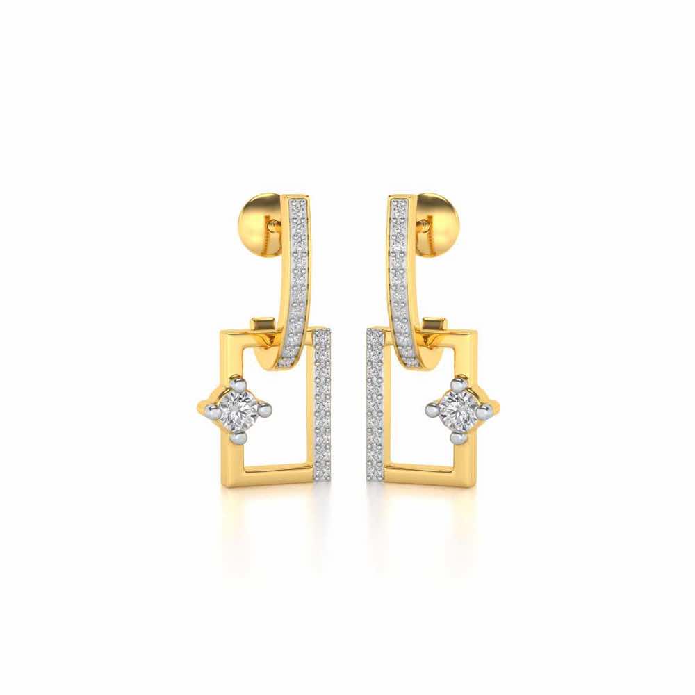 Divine Square Hanging Earrings - Yellow Gold - Image 2