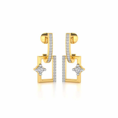 Divine Square Hanging Earrings - Yellow Gold - Image 2