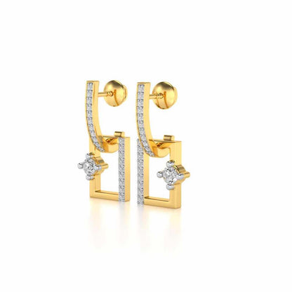 Divine Square Hanging Earrings - Yellow Gold - Image 3