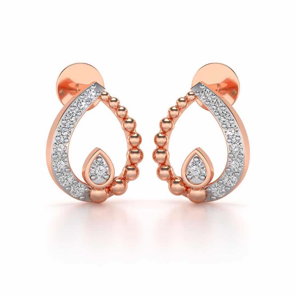 Diya Silver Earrings - Rose Gold - Image 1