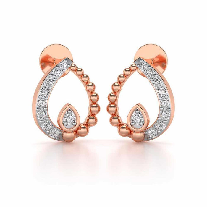 Diya Silver Earrings - Rose Gold - Image 1