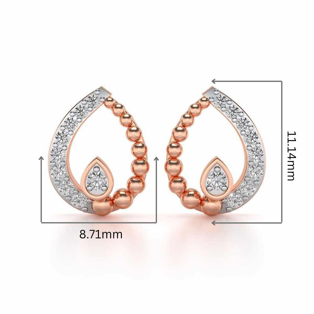 Diya Silver Earrings - Rose Gold - Image 2