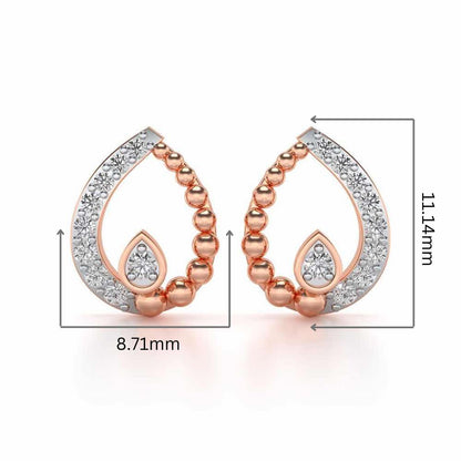 Diya Silver Earrings - Rose Gold - Image 2