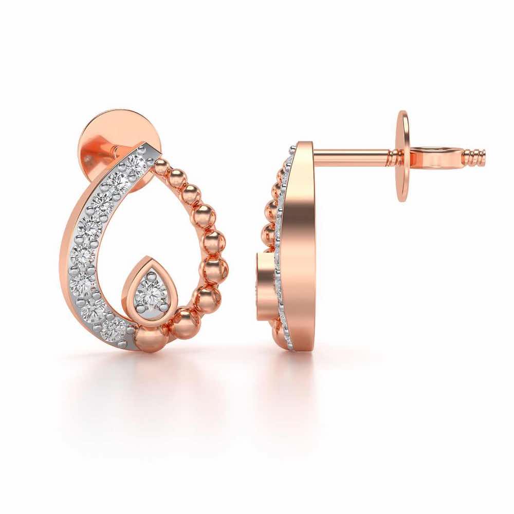 Diya Silver Earrings - Rose Gold - Image 4