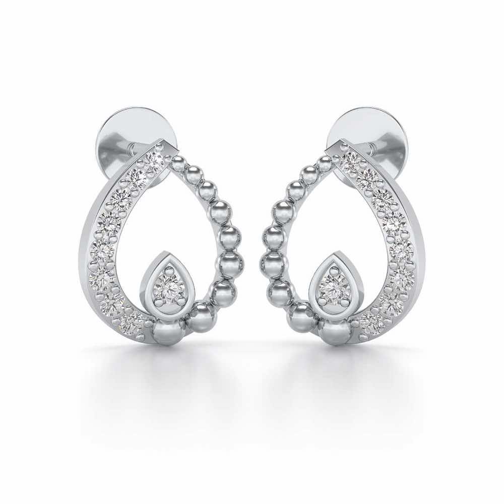 Diya Silver Earrings - White Gold - Image 1