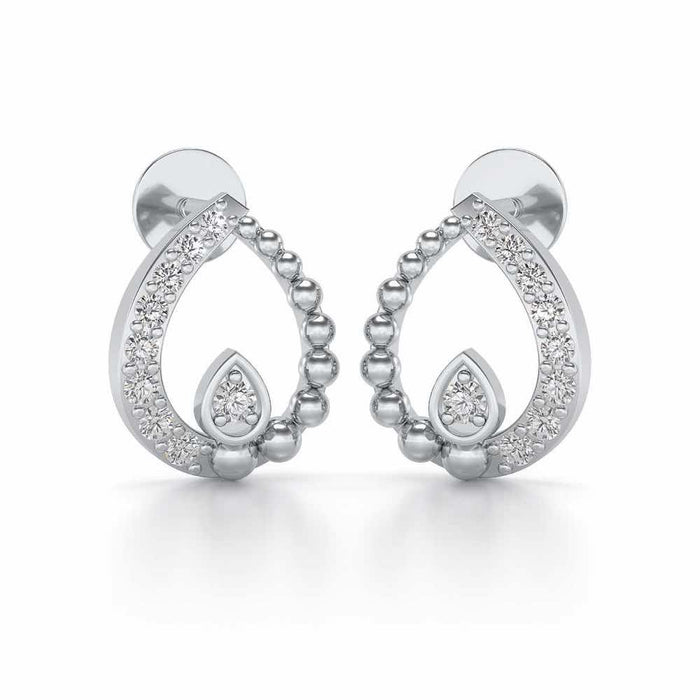 Diya Silver Earrings - White Gold - Image 1