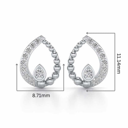 Diya Silver Earrings - White Gold - Image 2