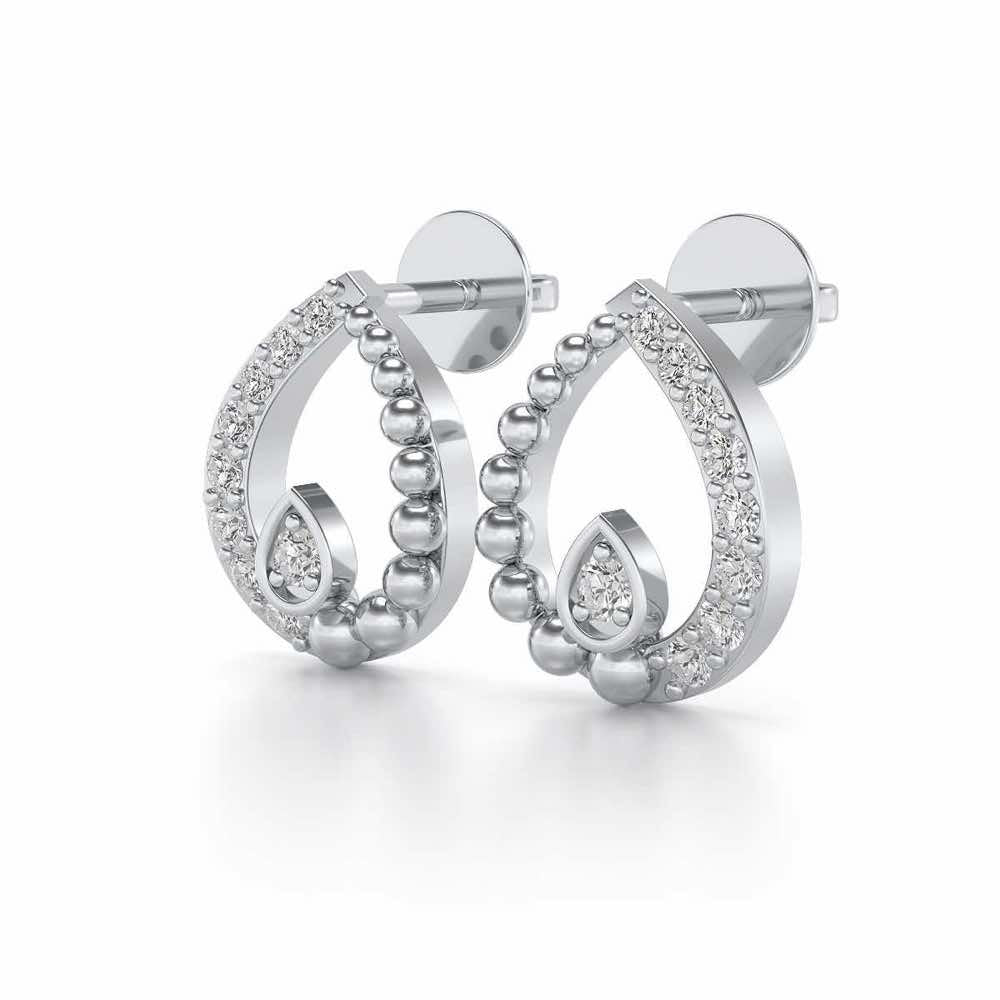 Diya Silver Earrings - White Gold - Image 3