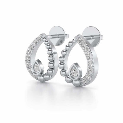 Diya Silver Earrings - White Gold - Image 3
