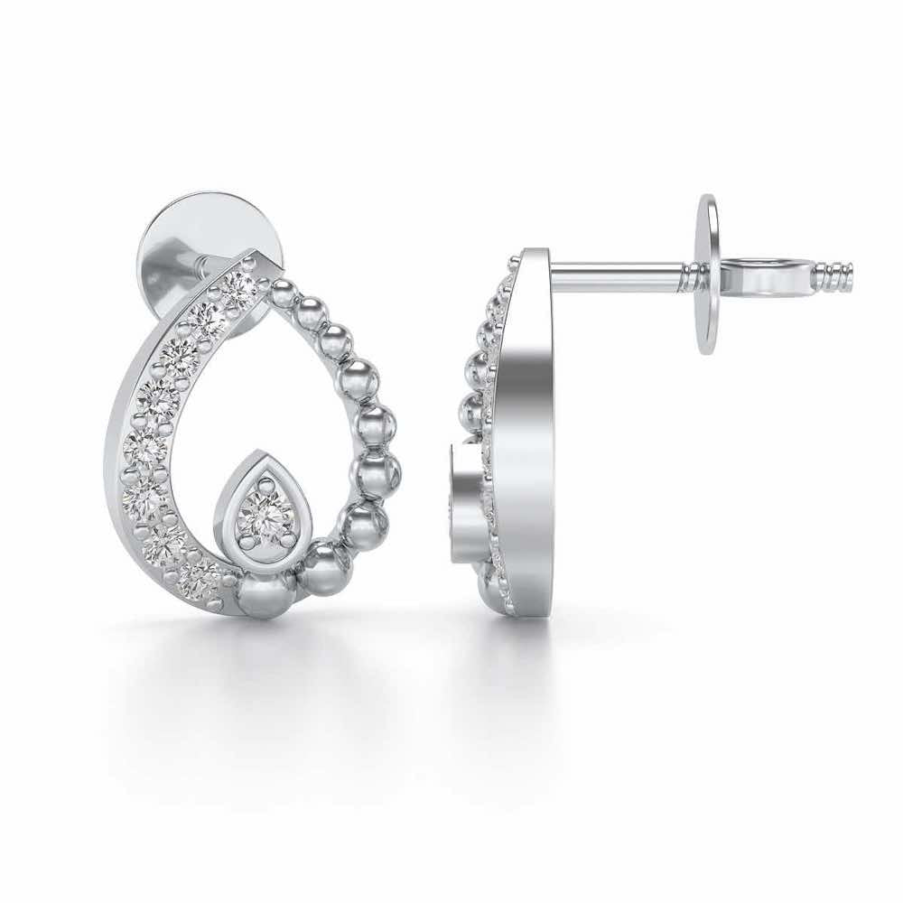 Diya Silver Earrings - White Gold - Image 4