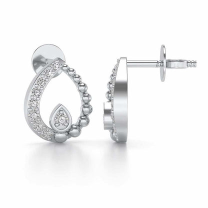 Diya Silver Earrings - White Gold - Image 4