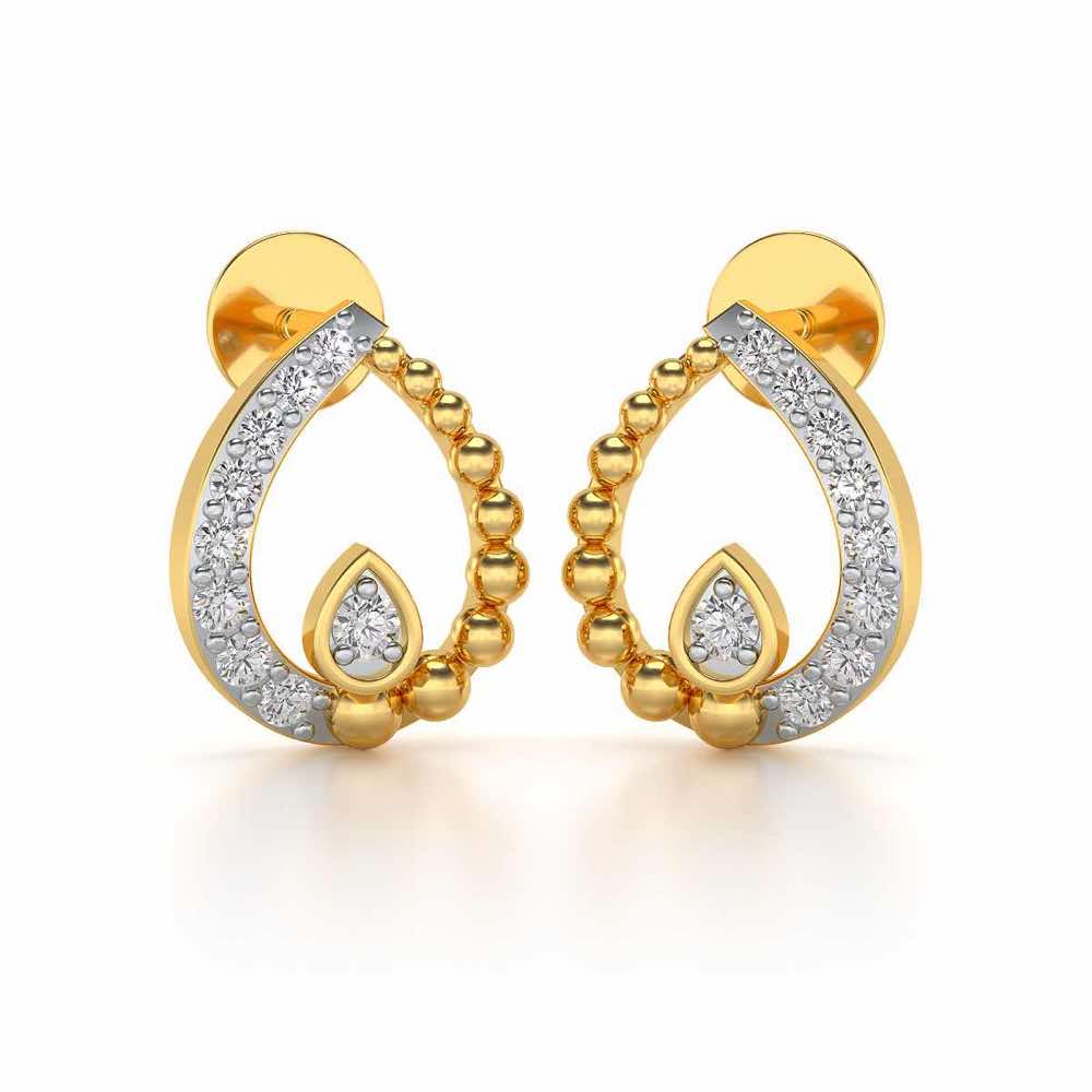 Diya Silver Earrings - Yellow Gold - Image 1