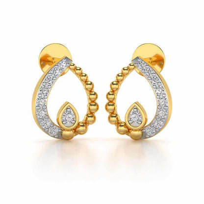Diya Silver Earrings - Yellow Gold - Image 1
