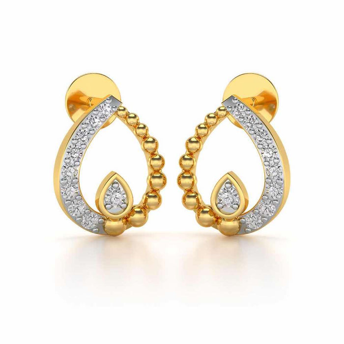 Diya Silver Earrings - Yellow Gold - Image 1